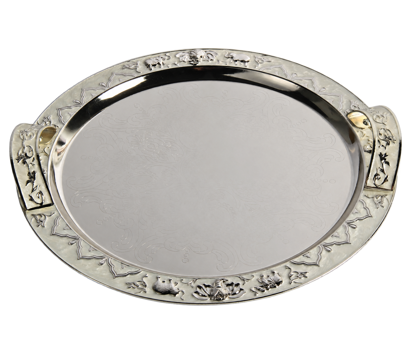 Elephant Round Tray with Handles (GY23-TY-EL-12H) — full product view