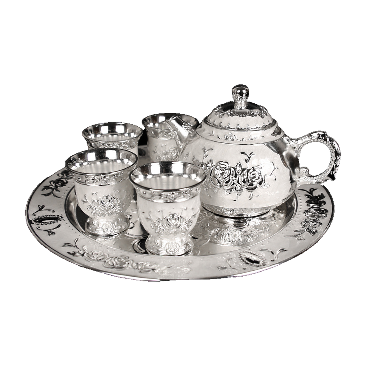 HS-TEASET-01 Silver-tone tea set