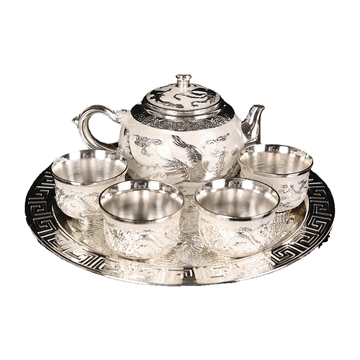 HS-TEASET-02 Silver-tone tea set