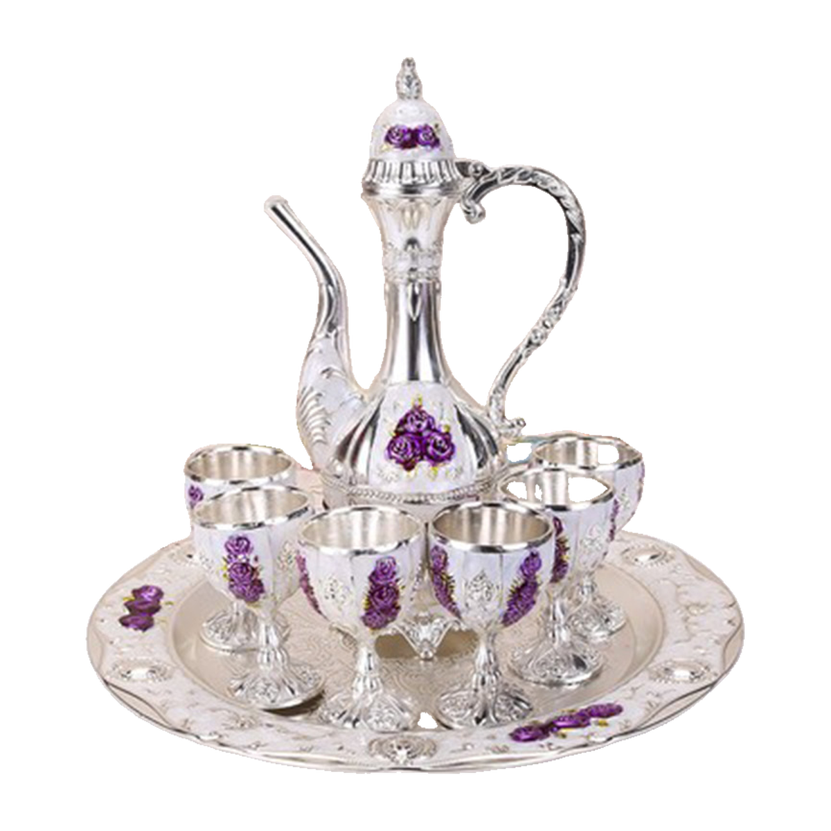 HS-zemzem-02 Purple floral silver-tone set