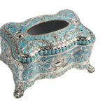Ornate Tissue Box HS-ZJZ046 — HS-ZJZ046 product reference — Turquoise finish thumbnail
