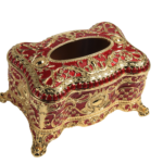 Ornate Tissue Box HS-ZJZ046 — HS-ZJZ046 product reference — Red and gold-tone finish thumbnail