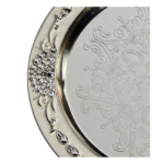 Peacock Round Tray (GY23-TY-PK-12) — side motif detail cropped from the same customer photograph thumbnail
