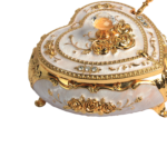 TZ021 white heart-shaped sugar pot with gold-tone rose details and matching spoon thumbnail