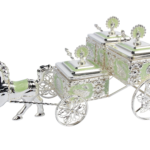 TZ067 pale green triple square sugar pot set on a decorative horse carriage thumbnail