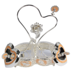 TZ082 twin heart-shaped sugar pot set with both lids open and spoons visible thumbnail