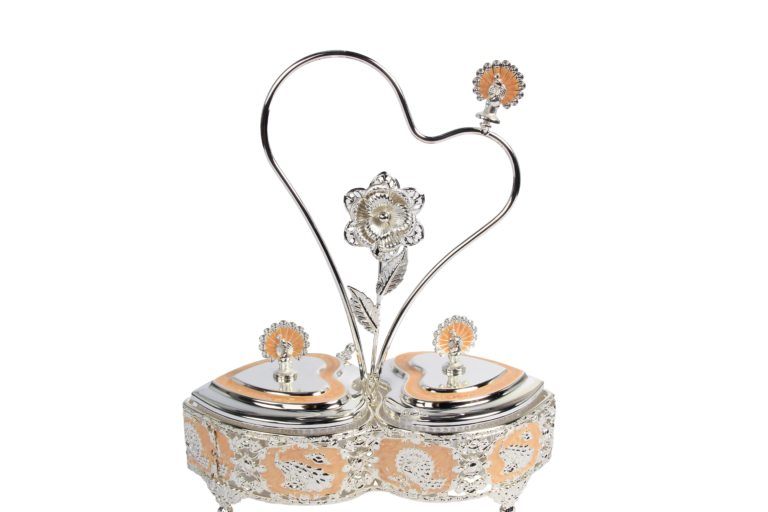 Wholesale Twin Heart Peacock Sugar Pot Set with Handle