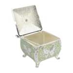 TZ085 small square butterfly sugar pot with lid open to show the interior thumbnail