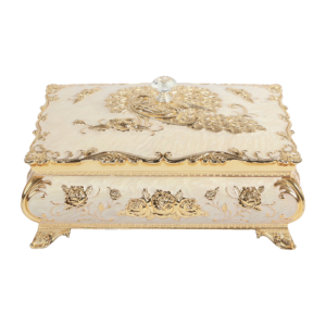 Peacock Wedding Gift Box — Front view and floral decoration thumbnail