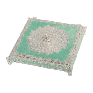 Raised Peacock Wedding Gift Box — Front edge and decorative feet thumbnail