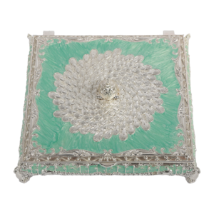 Raised Peacock Wedding Gift Box — Raised peacock and spreading feather motif thumbnail
