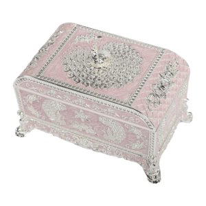 Tall Peacock Wedding Gift Box — Pink tall box — angled view thumbnail
