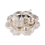 Floral Pooja Thali Set GY23-PTS01 with coordinating tray, handbell and ritual accessories thumbnail