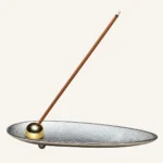 Leaf-Form Incense Ash-Catcher Tray — Silver-tone tray with movable metal bead reference thumbnail