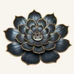 Large Layered Lotus Incense Holder — Antique blue layered-lotus reference thumbnail