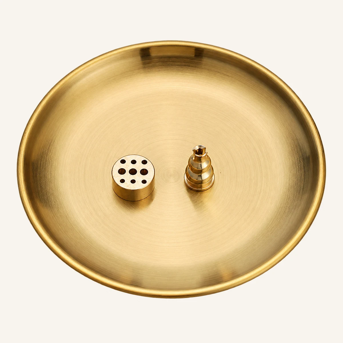 Round Incense Tray & Holder Components — Round tray with two photographed holder components