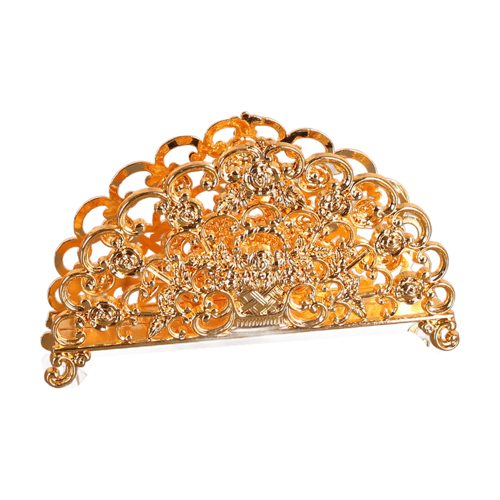 Openwork Rose Napkin Holder — Gold-tone rose design