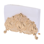 Tulip Motif Napkin Holder — Gold-tone holder with napkins thumbnail