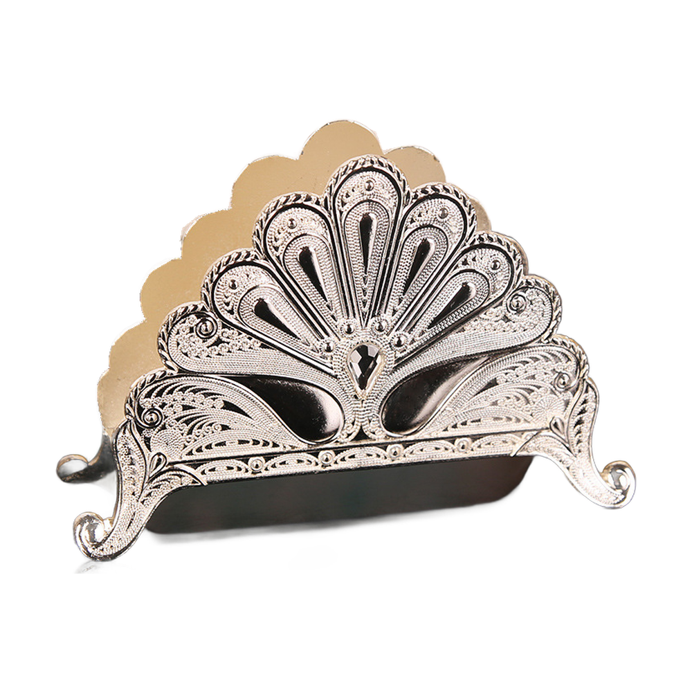 Peacock Motif Napkin Holder — Peacock motif and shaped feet