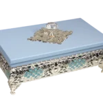 European Footed Wooden Tissue Boxes — MH016 closed-lid exterior reference — Blue finish — closed-lid exterior reference thumbnail