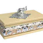 Elephant Rectangular Wooden Tissue Boxes — MH021 closed-lid exterior reference — Soft yellow finish — closed-lid exterior reference thumbnail
