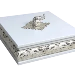 Elephant Square Wooden Tissue Boxes — MH023 closed-lid exterior reference — White finish — closed-lid exterior reference thumbnail