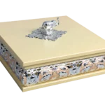 Elephant Square Wooden Tissue Boxes — MH023 closed-lid exterior reference — Soft yellow finish — closed-lid exterior reference thumbnail
