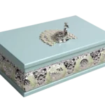 Peacock Rectangular Wooden Tissue Boxes — MH032 closed-lid exterior reference — Mint green finish — closed-lid exterior reference thumbnail