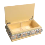 HS-MH032 Peacock Rectangular Wooden Dry Fruit Boxes — Open lid and four-compartment interior thumbnail