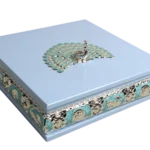 HS-MH035 Peacock Square Wooden Dry Fruit Boxes — Blue finish thumbnail