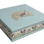 HS-MH035 Peacock Square Wooden Dry Fruit Boxes — Mint green finish thumbnail