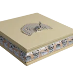 HS-MH035 Peacock Square Wooden Dry Fruit Boxes — Soft yellow finish thumbnail