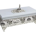 Peacock Footed Wooden Tissue Boxes — MH036 closed-lid exterior reference — White finish — closed-lid exterior reference thumbnail