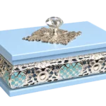 European Rectangular Wooden Tissue Box — MH012 closed-lid exterior reference — Blue finish — closed-lid exterior reference thumbnail