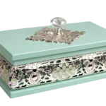 European Rectangular Wooden Tissue Box — MH012 closed-lid exterior reference — Green finish — closed-lid exterior reference thumbnail