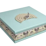 Peacock Square Wooden Tissue Boxes — MH033 closed-lid exterior reference — Green finish — closed-lid exterior reference thumbnail