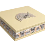 Peacock Square Wooden Tissue Boxes — MH033 closed-lid exterior reference — Yellow finish — closed-lid exterior reference thumbnail
