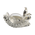 TZ016 peacock-shaped sugar pot with lid open, showing the inner bowl and spoon thumbnail