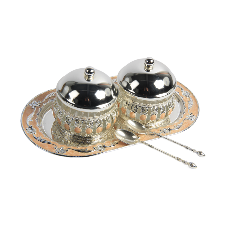Wholesale Twin Filigree Sugar Pot Set with Tray
