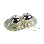 TZ019 pale green twin sugar pot set with silver-tone lids and a matching oval tray thumbnail