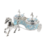 TZ062 Horse-motif twin-pot carriage, turquoise finish thumbnail