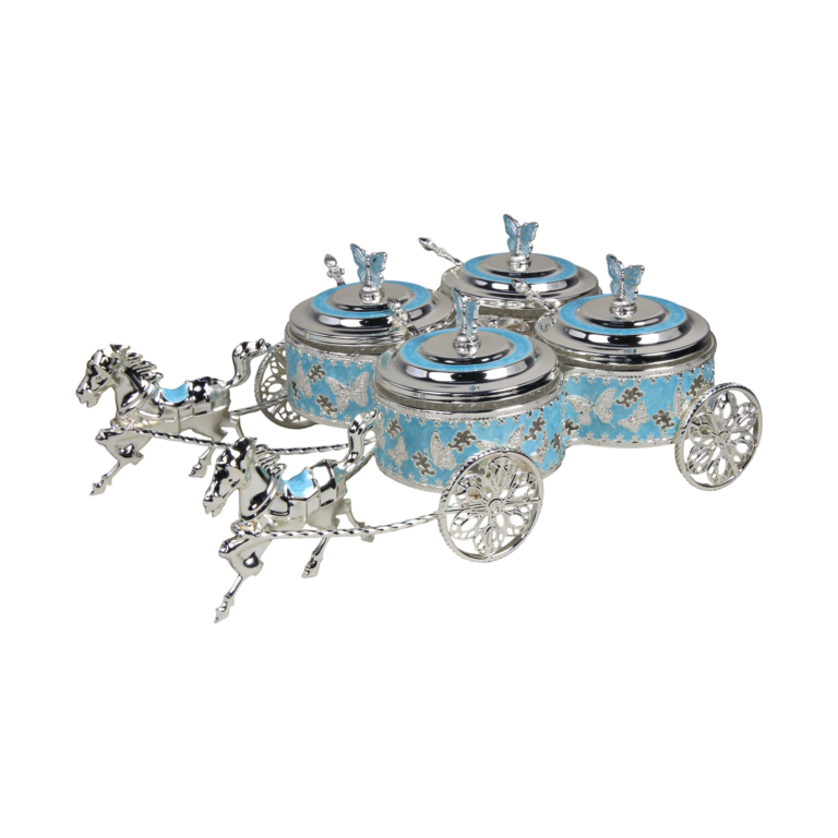 TZ074 Four-pot butterfly double-horse carriage, turquoise finish