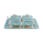 TZ083 Elephant twin-pot tray set, turquoise finish thumbnail