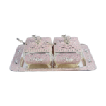 TZ083 Elephant twin-pot tray set, pink finish thumbnail