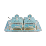 TZ084 Peacock twin-pot tray set, turquoise finish thumbnail