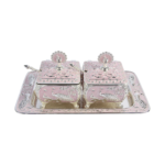 TZ084 Peacock twin-pot tray set, pink finish thumbnail