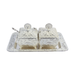 TZ084 Peacock twin-pot tray set, white finish thumbnail