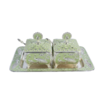 TZ084 Peacock twin-pot tray set, pale green finish thumbnail