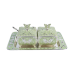 TZ086 Butterfly twin-pot tray set, pale green finish thumbnail