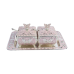 TZ086 Butterfly twin-pot tray set, pink finish thumbnail